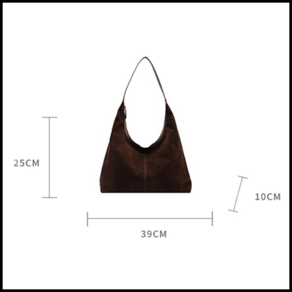 Retro Suede Hobo Shoulder Bag Large Tote Satchel Casual Work Purse - Picture 5 of 6